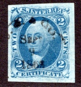 R7a - 2c - Certificate Revenue - Blue - imperf - used - Black h/s, Sep 9 186...