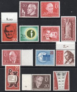 Thematic stamps BERLIN 1957/61 12 single stamp sets cat £4.35 mint