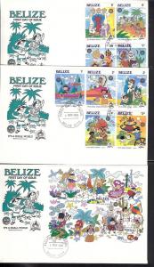 Belize, 786-95 Disney Set (3) FDC's,**Used**