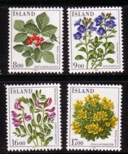 Iceland Sc 602-5 1985 flower  stamp set mint NH