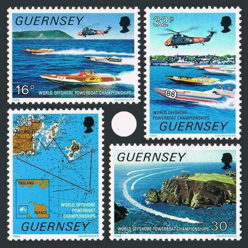 Guernsey 390-393,MNH.Michel 426-429. Powerboat Championships,1988.Helicopter.