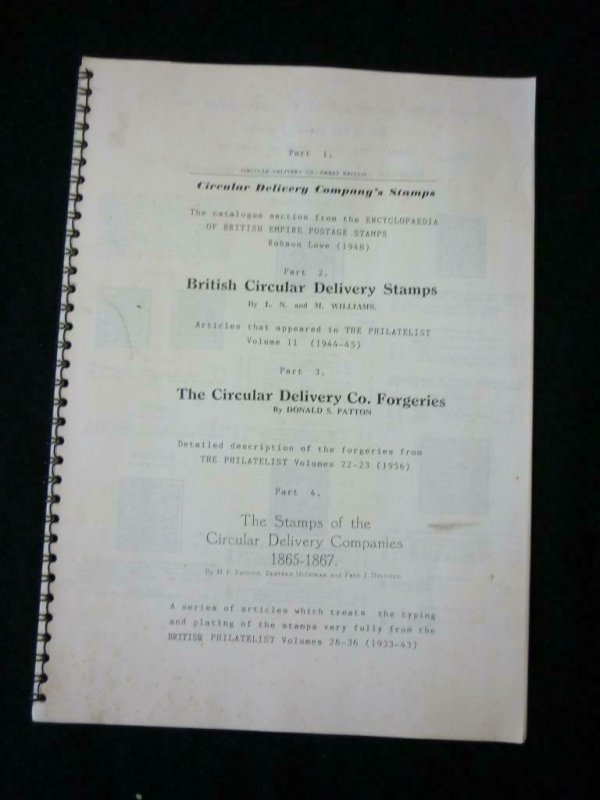 4 CIRCULAR DELIVERY STAMPS ARTICLES by ROBSON LOWE WILLIAMS PATTON & MELVILLE