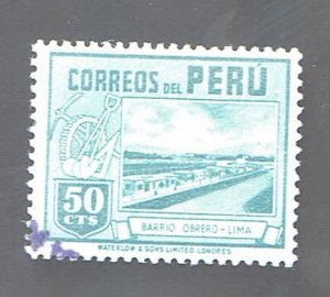 PERU SCOTT#414 1945 WORKER'S HOUSES, LIMA - USED