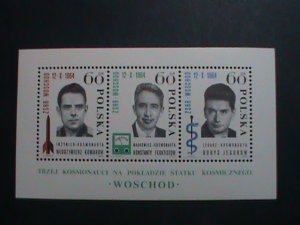 POLAND-1964 SC#1278 RUSSIAN THREE SPACE HEROES-MNH-S/S- VERY FINE