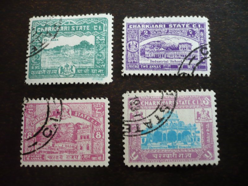 Stamps - Indian State Charkhari -Scott#28,30,32,36- Used Partial Set of 4 Stamps