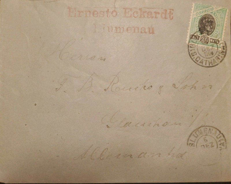 A) 1904, BRAZIL, FROM SANTA CATARINA TO GERMANY, LIBERTY STAMP