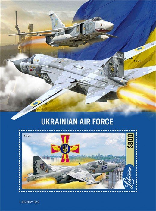 Stamps of LIBERIA (Preorder) 2022 - UKRAINIAN AIR FORCE