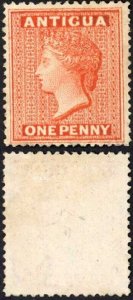 Antigua SG7 1867 QV 1d Vermilion Wmk Small Star Un-used (no gum)