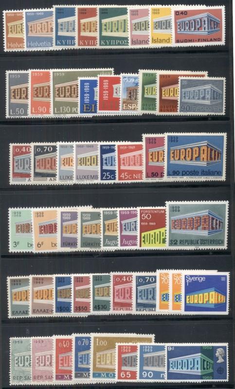 EUROPA Complete 1969 set, common design issues, 51 diff, og, NH, VF Scott $94.40