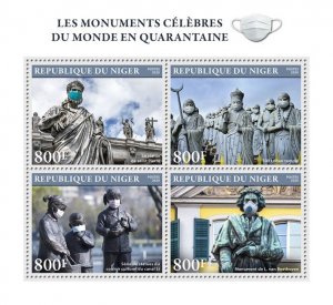 Niger Corona 2020 MNH Medical Stamps Sheet Famous Monuments quarantine Pandemic