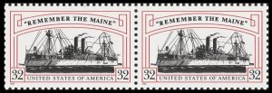 US 3192 Remember the Maine Spanish-American War 32c horz pair MNH 1998