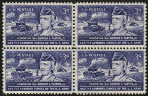 SC#1026 3¢ General George S. Patton Block of Four (1953) MNH