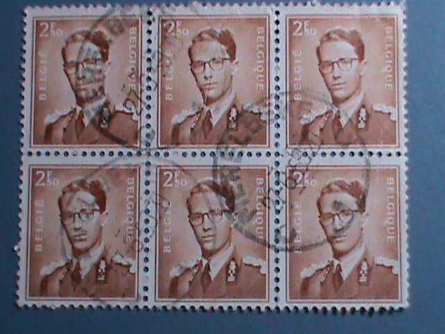 BELGIUM -1953- SC#454 ALMOST 70 YEARS OLD STAMPS-KING BAUDOUIN USED BLOCK-VF