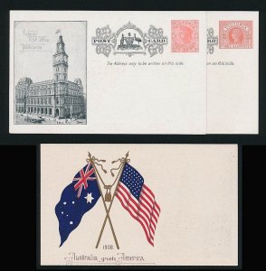 Victoria 1908 US Fleet Visit 1d, 1½d postcards H&G cat US$185 in 1984!