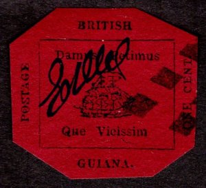 1856, British Guiana 1c, Used, Sc 13, Forgery