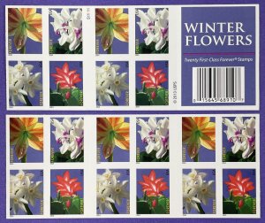 4862-4865b WINTER FLOWERS Booklet Pane of 20 US Forever Stamps MNH 2014