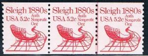 USA 1900, 5.2c Sleigh, PNS of 3, #2 MNH, VF