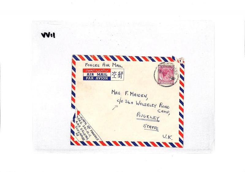 VV11 1952 Singapore Malaya Forces Airmail Cover PTS