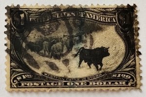 Scott Stamp# 292- 1898 $1 Trans-Mississippi Expo. Sound. Superb Centering.