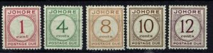 MALAYA JOHORE SGD1/5 1938 POSTAGE DUE SET MTD MINT (d)