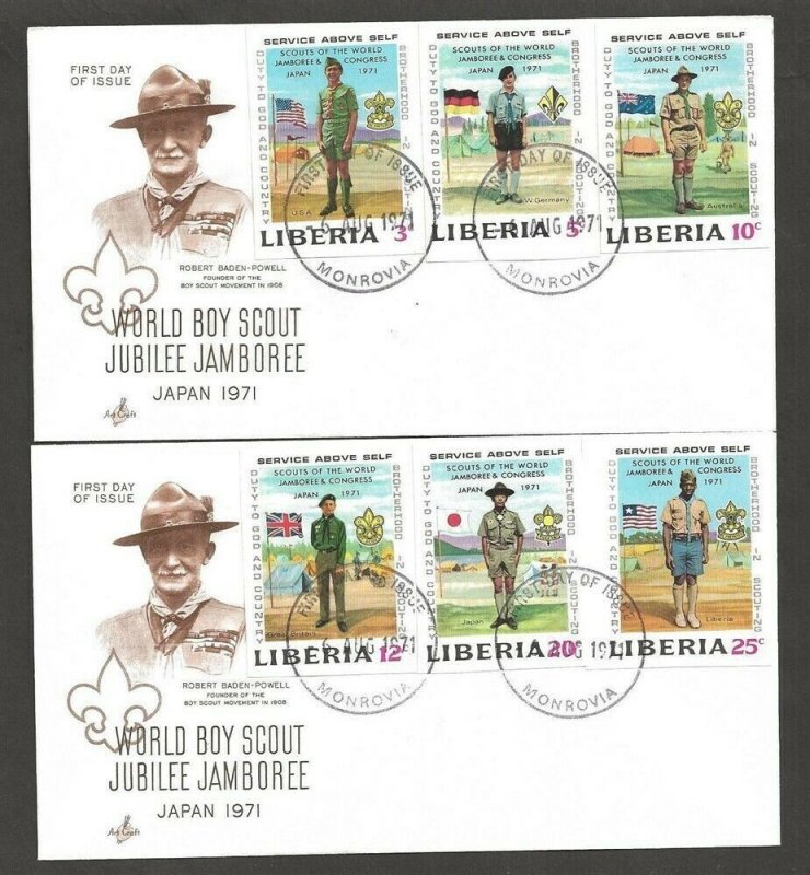 1971 Liberia Boy Scouts World Jamboree Imperf FDC Artcraft