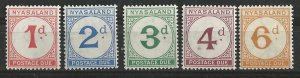 Nyasaland # J1-J5   Postage Due - numerals  (5)   VLH Unused