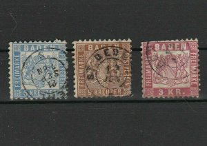 baden 1862 - 68 stamps cat £130 faults  ref r11287