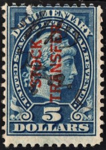 RD16 $5.00 Stock Transfer Stamp (1918) Cut Cancelled