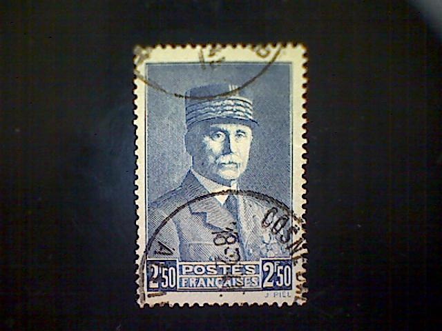 France, Scott #418, used(o), 1941, Marshal Pétain, 2.50frs, deep blue