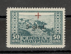 ALBANIA - MNH STAMP, OVERPRINT 5q/50Q - RED CROSS - 1924.