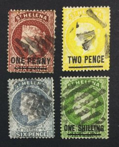 MOMEN: ST HELENA SG #27-30 1880 P14 CROWN CC USED £127 LOT #225508-5153