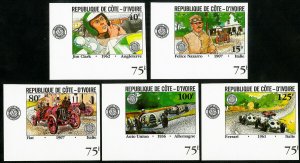 Ivory Coast Stamps MNH XF Imperf set . Grand Prix set of 5x