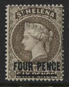 St. Helena QV 1884 4d on 6d  very pale brown mint o.g.