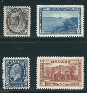 Canada 74, 199, 242-43 SG 150,  323, 364-5 MNH VF 1898-1938 SCV $88.00