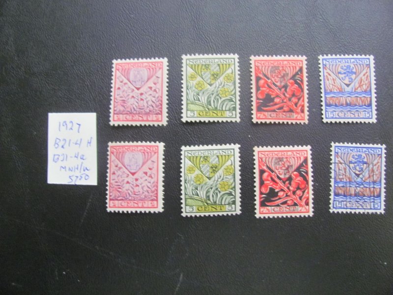 NETHERLANDS 1927 MNH/USED SC B21-24  2 SETS VF/XF $57.50 (179)