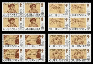 Guernsey 556-559 Christopher Columbus Portrait block set 4x4 MNH 1992