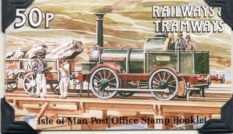 Isle of Man Sc 356a 1989Trains stamp booklet mint NH