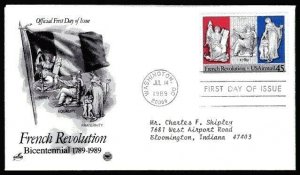 C120 45c French Revolution Airmail FDC Artcraft/PCS cachet July 14, 1989