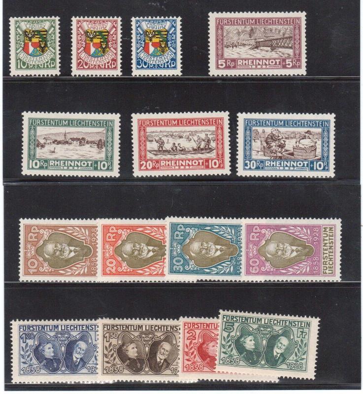 Liechtenstein #82 - #89 & #B4 - #B10 VF Mint Set