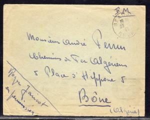 France Military Stampless to Algeria 1940 a579