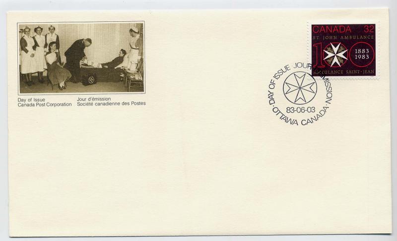 Canada First day cover #980, St. John Ambulance Centenary