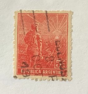 Argentina 1912 Scott 194 used - 5c,  Farmer and Rising Sun