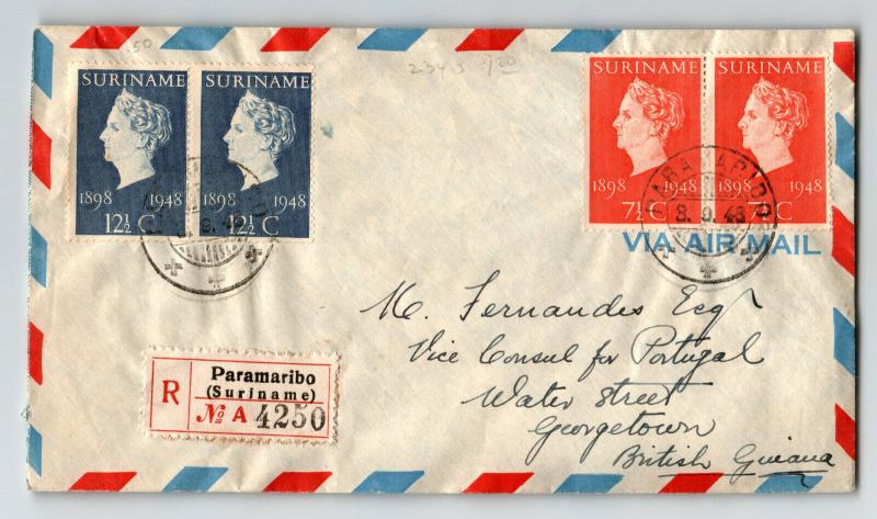 Surinam 1948 Airmail Cover to British Guiana - Z13564