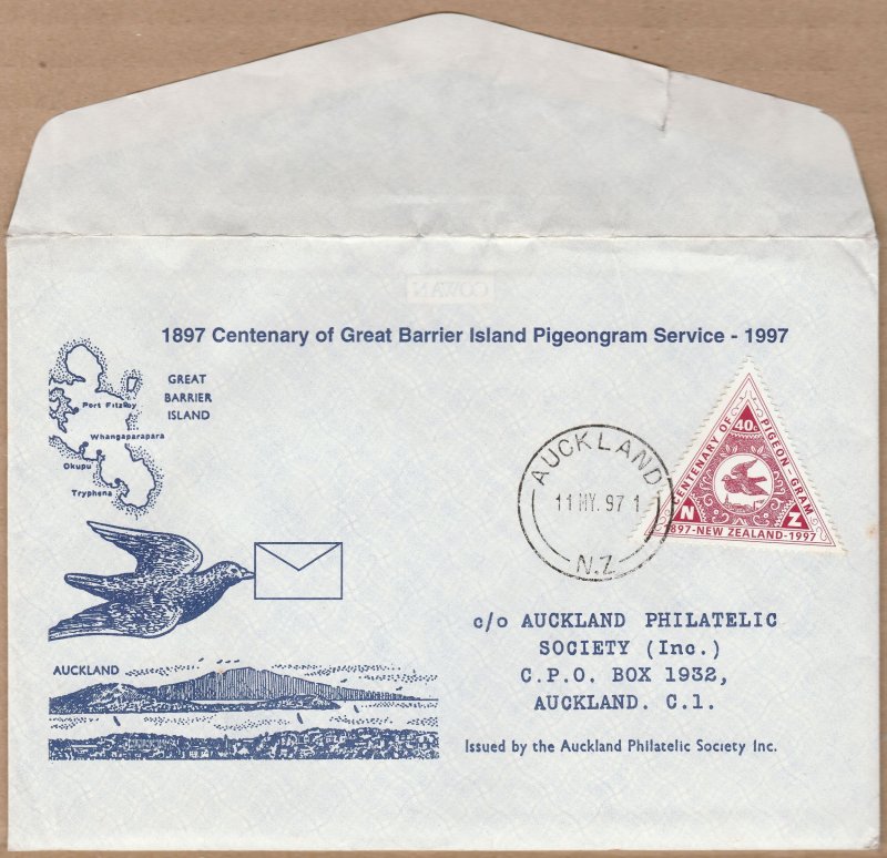 New Zealand 1997 Pigeon Post Cover