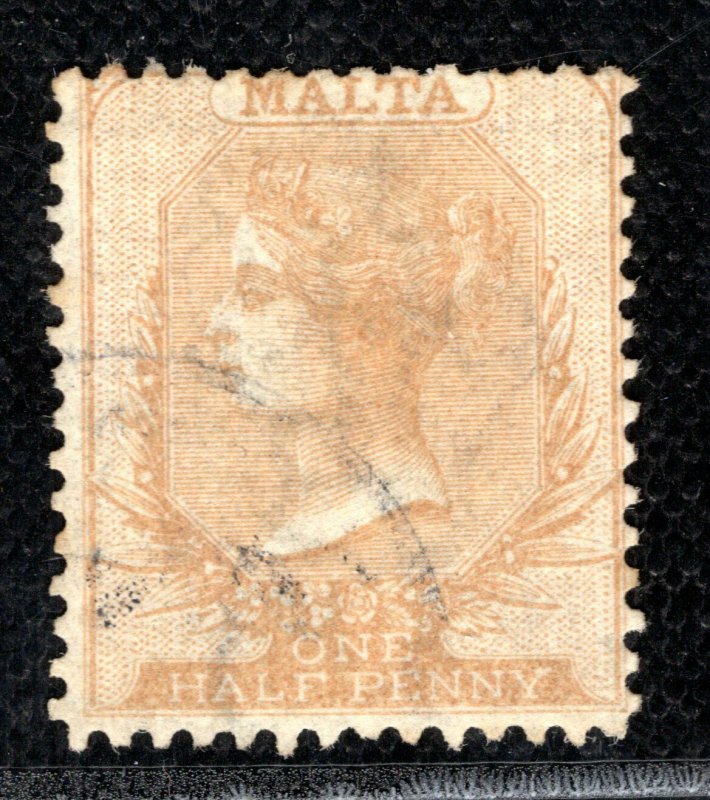 MALTA QV Classic Halfpenny Stamp SG.10 ½d Pale Buff (1877) Used Cat £75+ XBLUE19