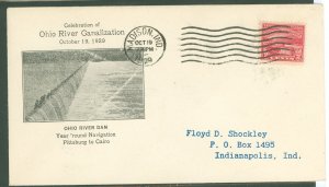 US 681 1929 2c Ohio River Canalization (single) on an addressed (to the cachet maker) (typed) FDC with a Madison, IND cancel (un