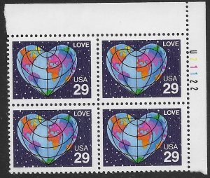 US #2535 MNH Plate Block.  Love - World.   Great Stamps.