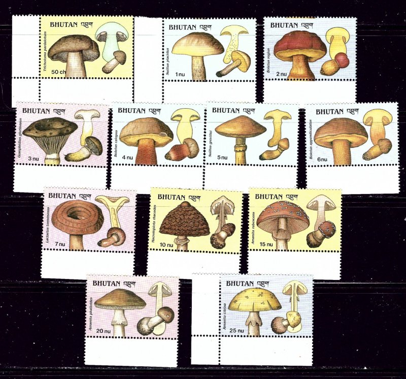 Bhutan 713-24 MNH 1989 Mushrooms