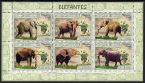 Mozambique 2007 Elephants perf sheetlet containing 6 valu...