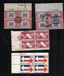 US  4 used plate blocks special delivery